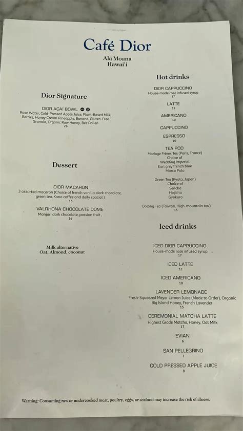 where is dior cafe|Dior cafe menu.